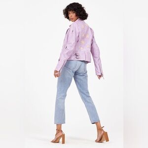 Mauritius Christy Star Detail Leather Jacket in Digital Lavender S A18